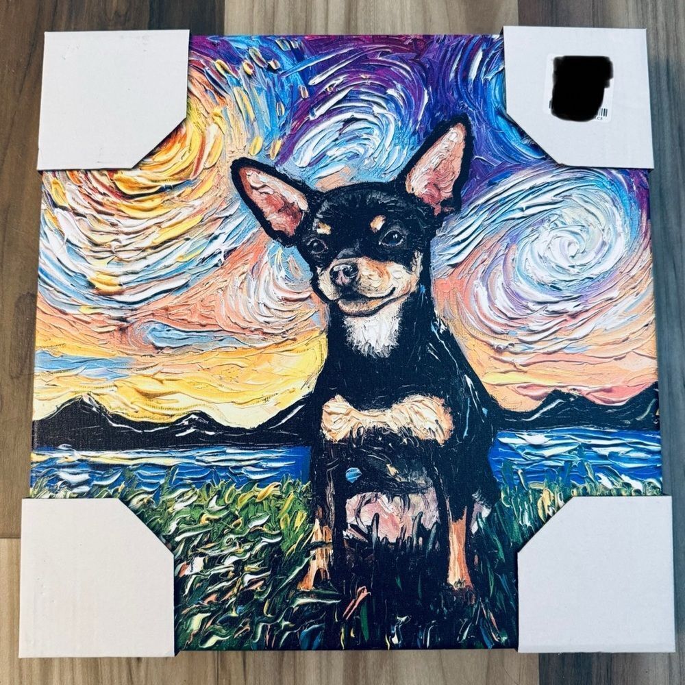 Chihuahua Dog Van Gogh Starry Night Wall Art Canvas